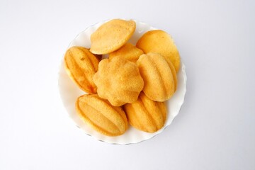 madeleine cake isolated on white background