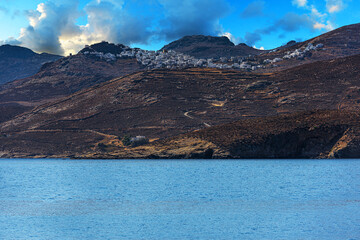 a greece mountain village on an island in the aegis