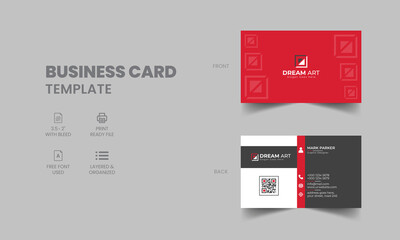 Clean modern red and black business card template, vector illustration design.