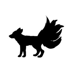 Silhouette Fox five tailed. Mythology magical creature.