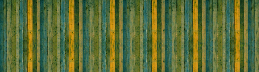 Old green yellow abstract colored painted rustic dark grunge wooden timber table wall floor flooring texture - wood background banner blank pattern design