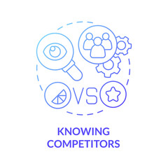 Knowing competitors blue gradient concept icon. Analyze competitive market for efficient company promo. Brand planning abstract idea thin line illustration. Vector isolated outline color drawing