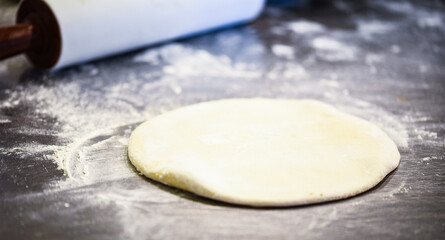 close up view of the italian home made pizza dish