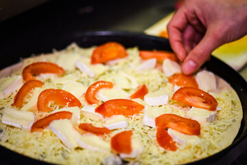 close up view of the italian home made pizza dish