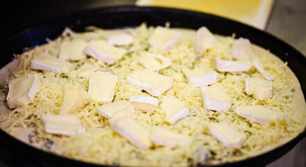 close up view of the italian home made pizza dish