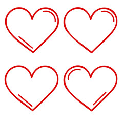 heart red outline, love icon flat vector illustration, design element isolated on white background, valentines day