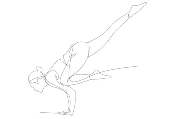 One line continue art skecth drawing woman yoga poses relaxing for healthy lifestyle illustration background vector