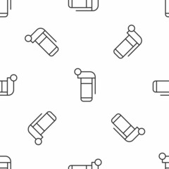Grey line Hand grenade icon isolated seamless pattern on white background. Bomb explosion. Vector