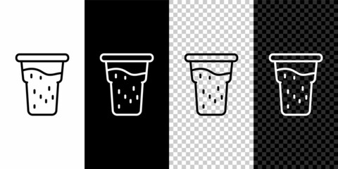 Set line Glass of beer icon isolated on black and white, transparent background. Vector