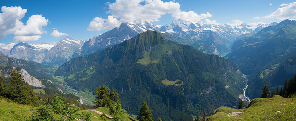 view to Mannlichen mountain and bernese Alps, from Schynige Platte