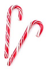 Christmas candy on a white background, isolated. The view from top