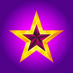 Obraz premium Shiny Gold Star. Christmas Illustration for design on white background