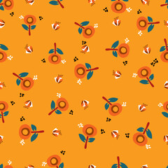 Floral art, Flowers and leaf Seamless pattern, Vector illustration.