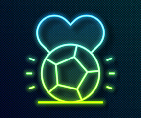 Glowing neon line Soccer football ball icon isolated on black background. Sport equipment. Vector