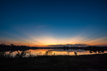 Sunset on the lake landscape
