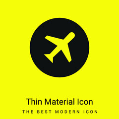 Airplane minimal bright yellow material icon
