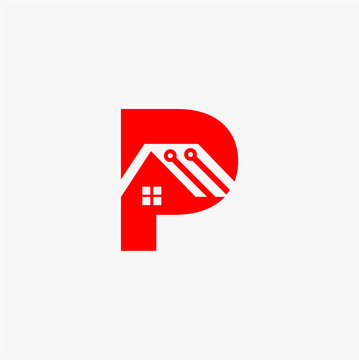 P initial real estate logo vector image
