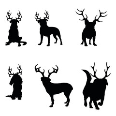 Naklejka premium santa hat dog silhouette set