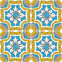 Tapeten Bunte handgezeichnete portugiesische Azulejos © netsign