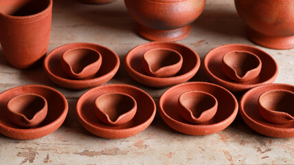 Handmade earthenware lamps and pottery