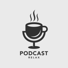 Coffee Cup Podcast Logo Design Minimalist Design