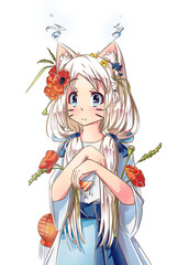 Сatgirl with flowers