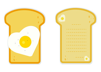 Notebook . Bread with egg. Enjoy your meal. Vector. illustration of a slice of bread - obrazy, fototapety, plakaty
