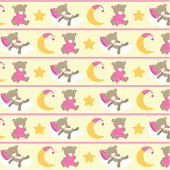 Wallpaper of cute teddy bears with miin and star.