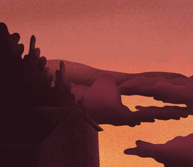 Beautiful sunset vector illustration