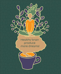 Girl meditate with cup of tea vector illustration