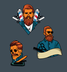 Set of stickers for barbershop