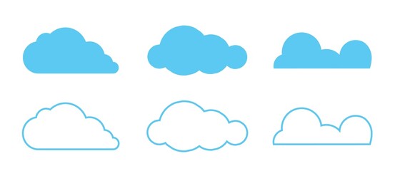 Fototapeta premium Cloud Icons Set in trendy flat style isolated on blue background. Cloud symbol for your web site