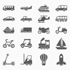 vehicle icon set, transportation vector, transport illustration