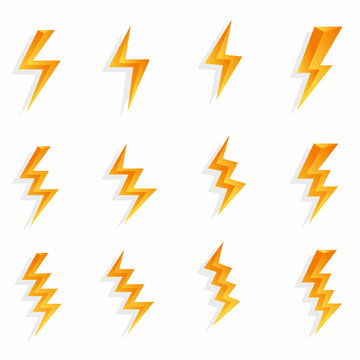 3d thunder and power image, logo, icon
