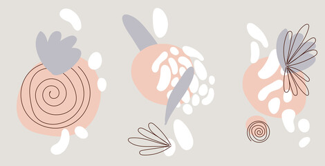 Abstract art design element collection. Hand drawn shapes and line elements.