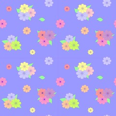 floral seamless pattern on blue background
