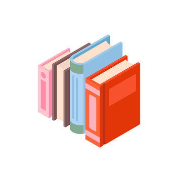Stack of different books. Vivid images, metaphor for education, obtaining new knowledge, selfdevelopment. Library, literature, poems, stories. Pile of books. Cartoon isometric vector illustration