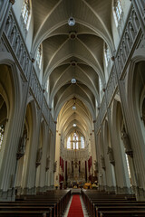 Interior architecture of Sint-Jan Geboortekerk catholic church in Dutch town.