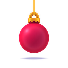 3D Christmas Illustration - Image of a red ball to hold on Christmas tree for end of year holidays - Celebration of December 25th