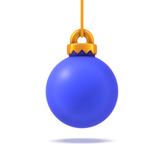 Naklejka na ściany i meble 3D Christmas Illustration - Image of a blue ball to hold on Christmas tree for end of year holidays - Celebration of December 25th