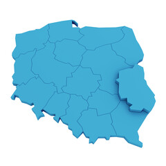 Mapa Polski lubelskie - obrazy, fototapety, plakaty