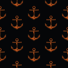 Original vector seamless pattern in vintage style. The anchor of the ship. Original vector illustration in vintage style. A design element.