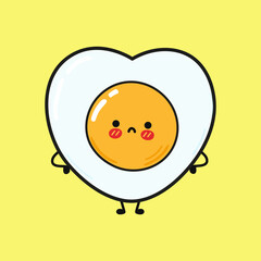 Cute sad fried eggs character. Vector hand drawn cartoon kawaii character illustration icon. Isolated on white background. Fried eggs character concept
