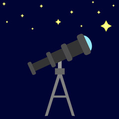 telescope under the starry night sky