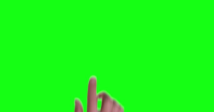 Touch Screen Finger Gestures on green screen. A finger taps and swipes numerous times to simulate interacting with a mobile device. Fully keyed out with an alpha channel. green screen background. 4K.