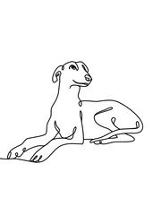 One continuous line drawing, dog