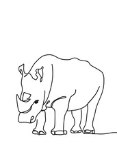 One continuous line drawing, rhinoceros