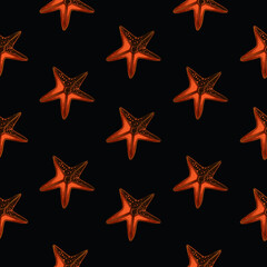 Fototapeta na wymiar Original vector seamless pattern in vintage style. The starfish. Original vector illustration in vintage style. A design element.