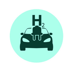 Vector illustration of a hydrogen car charger plug. Hydrogen cable h2. H2 station sign. A hydrogen fuel cell vehicle is environmentally friendly with zero emissions. Vector illustration