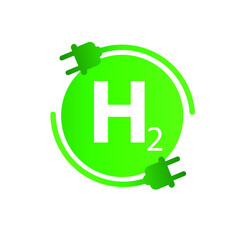 H2 hydrogen fuel cell icon. hydrogen energy production. Vector